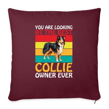 Cadeaux Collie - Housse de coussin décorative 45 x 45 cm - bordeaux - Devant