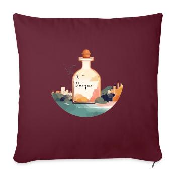 Flacon de parfum « Unique » dans un paysage magnifique - Housse de coussin décorative 45 x 45 cm - bordeaux - Devant