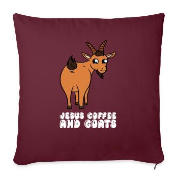 Jesus, Kaffee Und Ziegen - Sofakissenbezug 45 x 45 cm - Burgunderrot - Vorne