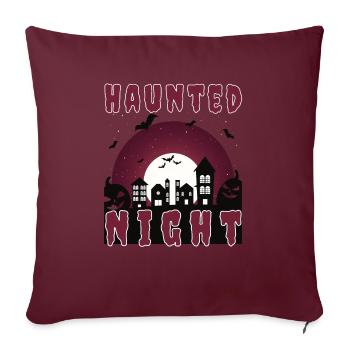 "Haunted Night", Ville Hantée pour Halloween - Housse de coussin décorative 45 x 45 cm - bordeaux - Devant