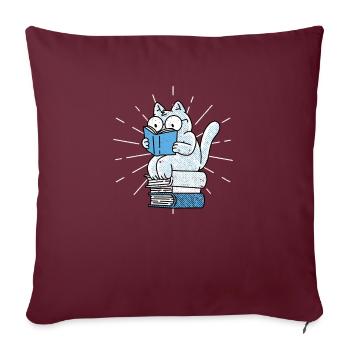 Lecture de chat drôle de livre amoureux chats - Housse de coussin décorative 45 x 45 cm - bordeaux - Devant