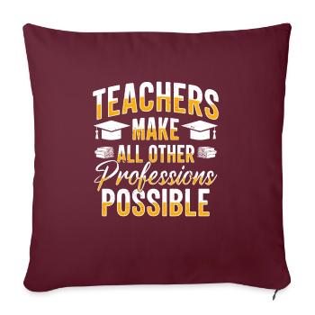 Enseignant Enseignant Éducateur Professeur - Housse de coussin décorative 45 x 45 cm - bordeaux - Devant
