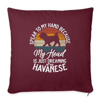 Cadeaux pour les amoureux des chiens bichons havanais - Housse de coussin décorative 45 x 45 cm - bordeaux - Devant