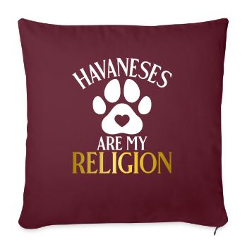 Cadeaux pour les amoureux des chiens bichons havanais - Housse de coussin décorative 45 x 45 cm - bordeaux - Devant