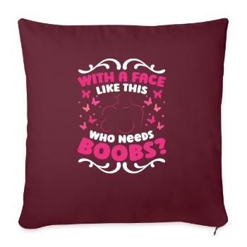 Boucle d’épingle pour le cancer du sein - Housse de coussin décorative 45 x 45 cm - bordeaux - Devant