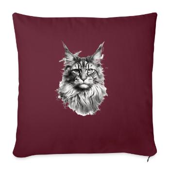 Maine Coon chat chat amant de chat cadeau Coony - Housse de coussin décorative 45 x 45 cm - bordeaux - Devant