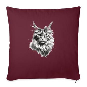 Cadeau de fans de chat Maine coon pour le propriétaire du chat - Housse de coussin décorative 45 x 45 cm - bordeaux - Devant