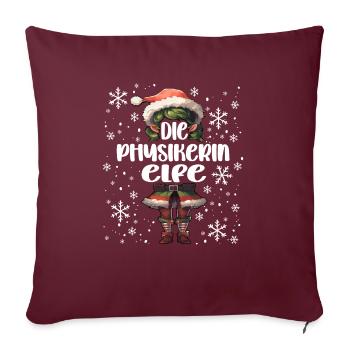 Weihnachtsoutfit Physikerin Wichtel - Sofakissenbezug 45 x 45 cm - Burgunderrot - Vorne
