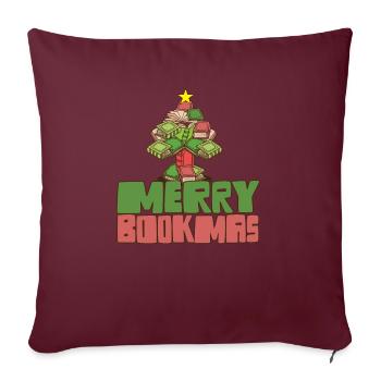 Joyeux Noël rat de bibliothèque arbre de Noël introverti - Housse de coussin décorative 45 x 45 cm - bordeaux - Devant