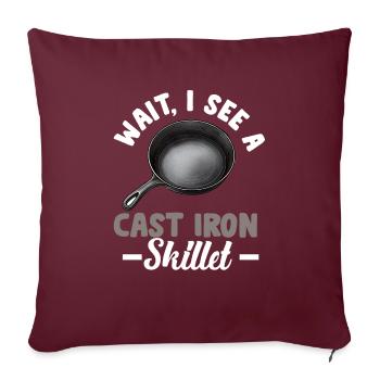Poêle en fonte Lover Friture Poêle Drôle De Cuisson - Housse de coussin décorative 45 x 45 cm - bordeaux - Devant