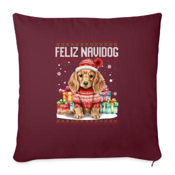 Cocker Spaniel Chien Feliz Navidog - Feliz Navidad - Housse de coussin décorative 45 x 45 cm - bordeaux - Devant