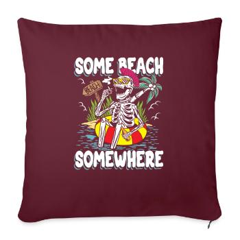 Irgendwo ein Strand | Sun & Chill Totenkopf - Sofakissenbezug 45 x 45 cm - Burgunderrot - Vorne