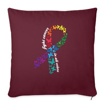 Combattez le cancer de toutes les couleurs Mois de la sensibilisation au cancer - Housse de coussin décorative 45 x 45 cm - bordeaux - Devant