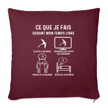 réunion temps libre cadeau - Housse de coussin décorative 45 x 45 cm - bordeaux - Devant