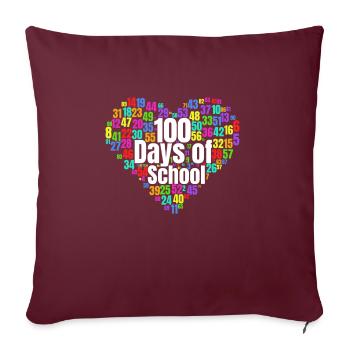 100. Tag Des Schulherzkostüms 100 Schultage - Sofakissenbezug 45 x 45 cm - Burgunderrot - Vorne