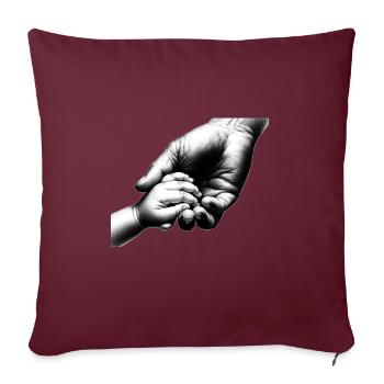 Papa Maman Enfant Se Tenant La Main - Housse de coussin décorative 45 x 45 cm - bordeaux - Devant