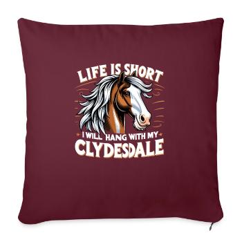 Amateurs de chevaux de trait race de cheval géant Clydesdale - Housse de coussin décorative 45 x 45 cm - bordeaux - Devant