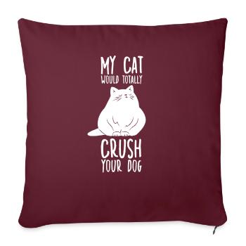 Drôle de motif de chat fou propriétaire d'un chat - Housse de coussin décorative 45 x 45 cm - bordeaux - Devant
