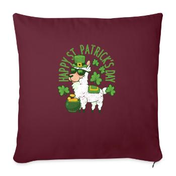 Glücklich St. Patricks Day Llama Grün Alpaka Lucky - Sofakissenbezug 45 x 45 cm - Burgunderrot - Vorne