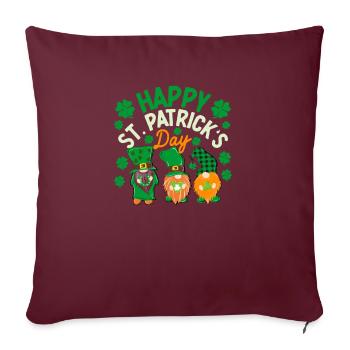 Trois Gnomes irlandais trèfle St Patrick jour chanceux - Housse de coussin décorative 45 x 45 cm - bordeaux - Devant