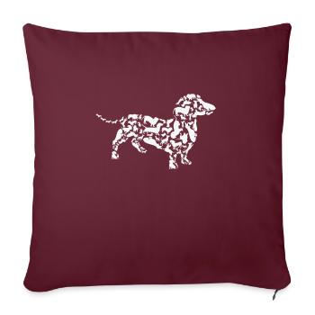 Teckel, Chien, Teckel, Maman, Teckel, Papa - Housse de coussin décorative 45 x 45 cm - bordeaux - Devant