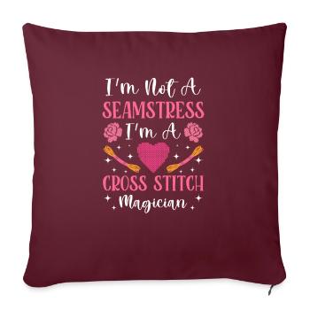 Point de broderie amusant au point de croix - Housse de coussin décorative 45 x 45 cm - bordeaux - Devant