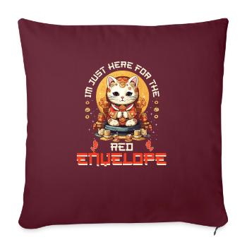Chat porte-bonheur du Nouvel An chinois juste ici pour le - Housse de coussin décorative 45 x 45 cm - bordeaux - Devant