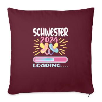 Schwester werden Schwester 2024 - Sofakissenbezug 45 x 45 cm - Burgunderrot - Vorne