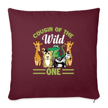 Cousin du Zoo Sauvage Anniversaire Safari Jungle - Housse de coussin décorative 45 x 45 cm - bordeaux - Devant