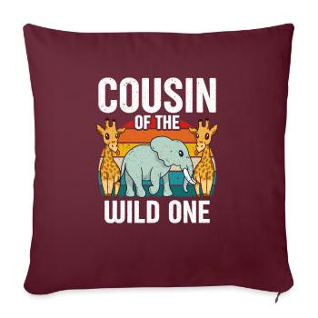 Cousin du Zoo Sauvage Anniversaire Safari Jungle - Housse de coussin décorative 45 x 45 cm - bordeaux - Devant
