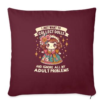 Poupée amant collection porcelaine Antique - Housse de coussin décorative 45 x 45 cm - bordeaux - Devant