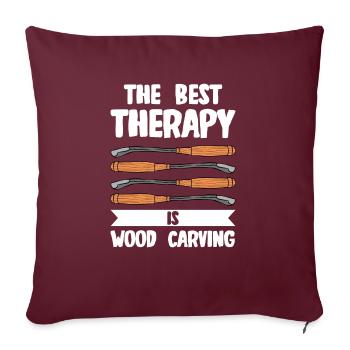 Sculpture sur bois brillant sur bois - Housse de coussin décorative 45 x 45 cm - bordeaux - Devant