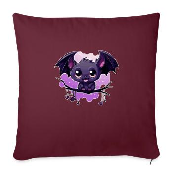 Costume d'Halloween motif chauve-souris mignon - Housse de coussin décorative 45 x 45 cm - bordeaux - Devant