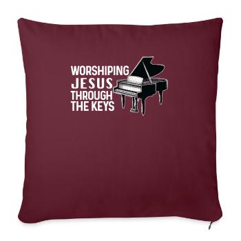 Pianiste chrétien Jésus Pianiste Musicien - Housse de coussin décorative 45 x 45 cm - bordeaux - Devant