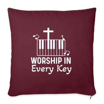 Pianiste chrétien Jésus Pianiste Musicien - Housse de coussin décorative 45 x 45 cm - bordeaux - Devant