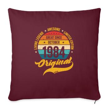 Rétro 40 ans octobre 1984 anniversaire vintage - Housse de coussin décorative 45 x 45 cm - bordeaux - Devant