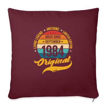 Rétro 40 ans septembre 1984 anniversaire vintage - Housse de coussin décorative 45 x 45 cm - bordeaux - Devant