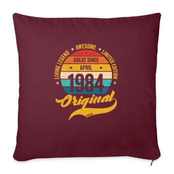 Rétro 40 ans avril 1984 anniversaire Vintage Bday - Housse de coussin décorative 45 x 45 cm - bordeaux - Devant
