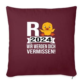 Pension 2024 Pensionärin 2024 Rente 2024 - Sofakissenbezug 45 x 45 cm - Burgunderrot - Vorne