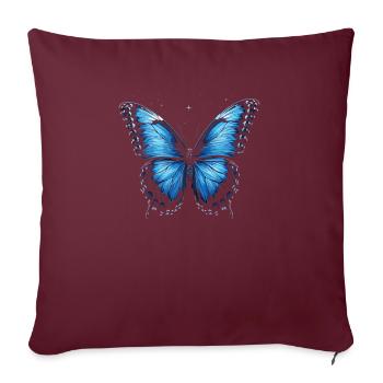 Schmetterlingsliebhaber Insektenkäfer Blauer Morpho-Schmetterling - Sofakissenbezug 45 x 45 cm - Burgunderrot - Vorne