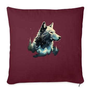Wolf Berge Natur Geschenk - Sofakissenbezug 45 x 45 cm - Burgunderrot - Vorne