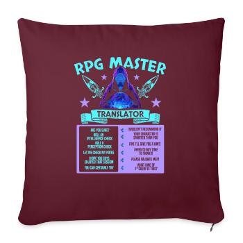 Jeu de rôle RPG Maître du jeu vidéo Gamer - Housse de coussin décorative 45 x 45 cm - bordeaux - Devant