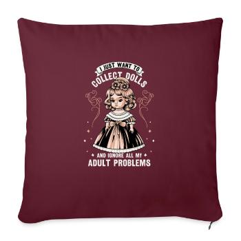 Poupée de collection Poupée en porcelaine Antique - Housse de coussin décorative 45 x 45 cm - bordeaux - Devant