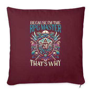 Jeu de rôle RPG Maître du jeu vidéo Gamer - Housse de coussin décorative 45 x 45 cm - bordeaux - Devant