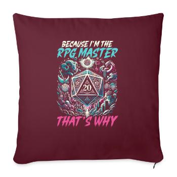 Jeu de rôle RPG Maître du jeu vidéo Gamer - Housse de coussin décorative 45 x 45 cm - bordeaux - Devant