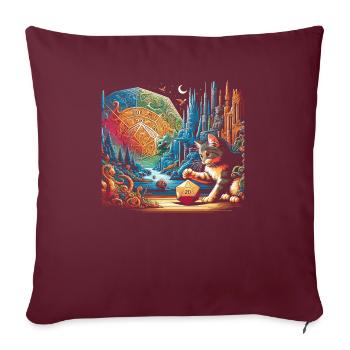 Jeu de rôle RPG Maître du jeu vidéo Gamer - Housse de coussin décorative 45 x 45 cm - bordeaux - Devant