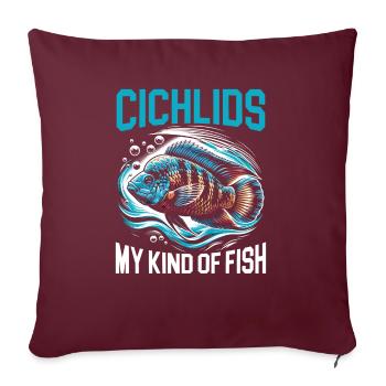 Cichlid Fish Lover Aquarium d’aquariophilie d’eau douce - Housse de coussin décorative 45 x 45 cm - bordeaux - Devant