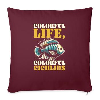 Cichlid Fish Lover Aquarium d’aquariophilie d’eau douce - Housse de coussin décorative 45 x 45 cm - bordeaux - Devant