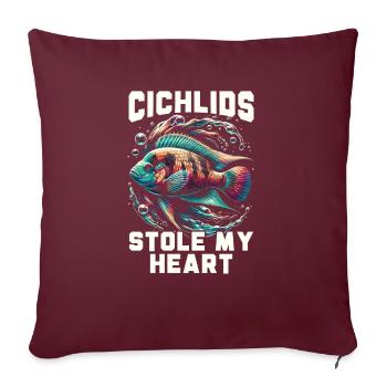 Cichlid Fish Lover Aquarium d’aquariophilie d’eau douce - Housse de coussin décorative 45 x 45 cm - bordeaux - Devant