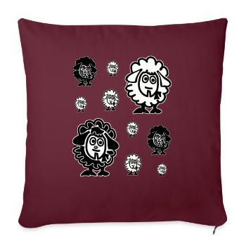Troupeau de moutons blancs et de moutons noirs - Housse de coussin décorative 45 x 45 cm - bordeaux - Devant